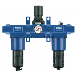ALTO 4 - Dreifachblock - Filterregler, Manometer, Öler, Wandbefestigungsset und Schnellverbinder für Leitungsanschluss