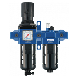 ALTO 3 - Doppelblock - Filterregler mit Manometer, Öler, Wandbefestigungsset und Schnellverbinder für Leitungsanschluss