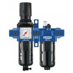 ALTO 2 - Doppelblock - Filterregler mit Manometer, Öler, Wandbesfestigungsset und Schnellverbinder für Leitungsanschluss