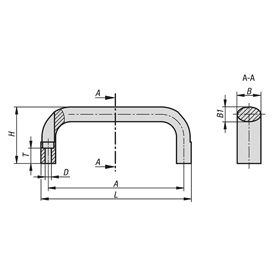 Handgriffe / Edelstahl / oval / U-Form / Durchgangsbohrung (06920)