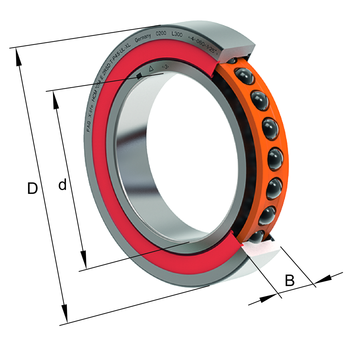 Hochgeschwindigkeits-Spindellager HCM70..-C-2RSD-T-P4S-XL, angestellt, paar- oder satzweise, Druckwinkel α = 17°, beidseitig Lippendichtung, eingeengte Toleranzen