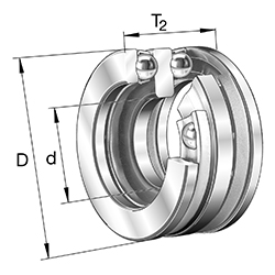 Axial-Rillenkugellager 522..-MP, zweiseitig wirkend, Massivkäfig Messing