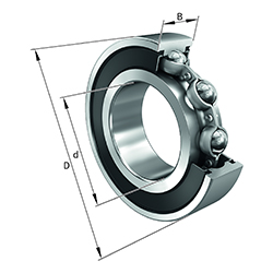 Rillenkugellager S62..-2RSR-FD, korrosionsbeständige Materialien, für Lebensmittelindustrie, einreihig