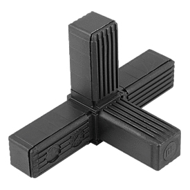 Steckverbinder-Vierkantrohr T-Stück mit Abgang und Gewinde (K0624)