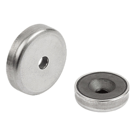 Magnete mit Senkbohrung (Flachgreifer) aus Hartferrit mit Edelstahlgehäuse (K1408) K1408.120