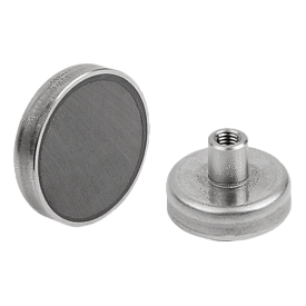 Magnete mit Innengewinde (Flachgreifer) aus Hartferrit mit Edelstahlgehäuse (K1400) K1400.150