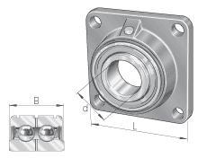INA Flansch Quadrateinheiten, Gusseisen, Schrägkugellager zweireihig, P - Dichtung