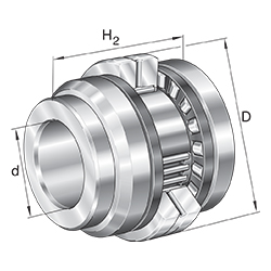 Nadel-Axialzylinderrollenlager ZARN..-L, zweiseitig wirkend, lange Wellenscheibe
