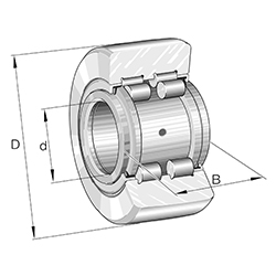 Stützrollen PWTR..-2RS, als Zylinderrollenlager, vollrollig, mit Mittelbord, Innenring und Axialführung des Außenrings