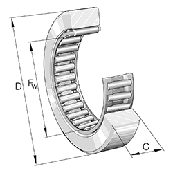 Stützrolle als Nadellager, mit Nadelkranz, ohne Innenring und Axialführung des Außenrings, RSTO Series