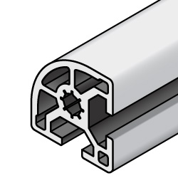 Alu-Konstruktionsprofile Rundbogen-Profil / Serie 8, HFSR□-□, KHFSR□-□ / Aluminium extrudiert / eloxiert / 2 Nuten / 40x40 / Nut 10 / gerundet