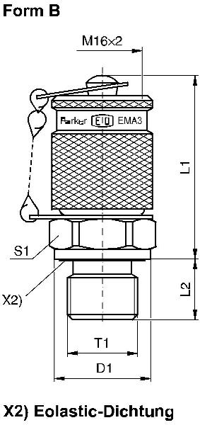 PARKER Prüfpunkt mit Gewindeanschluss M 16 × 2 EMA3 EMA3/14X1.5ISOCF