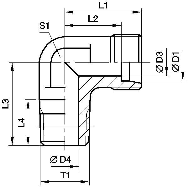 Rohrverschraubung / WE□□□NPTCF / Winkelverbinder / Außengewinde