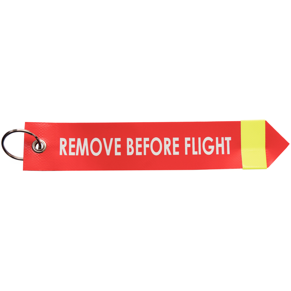 Warnfahnen, mit Schriftzug "Remove Before Flight", mit Reflektor