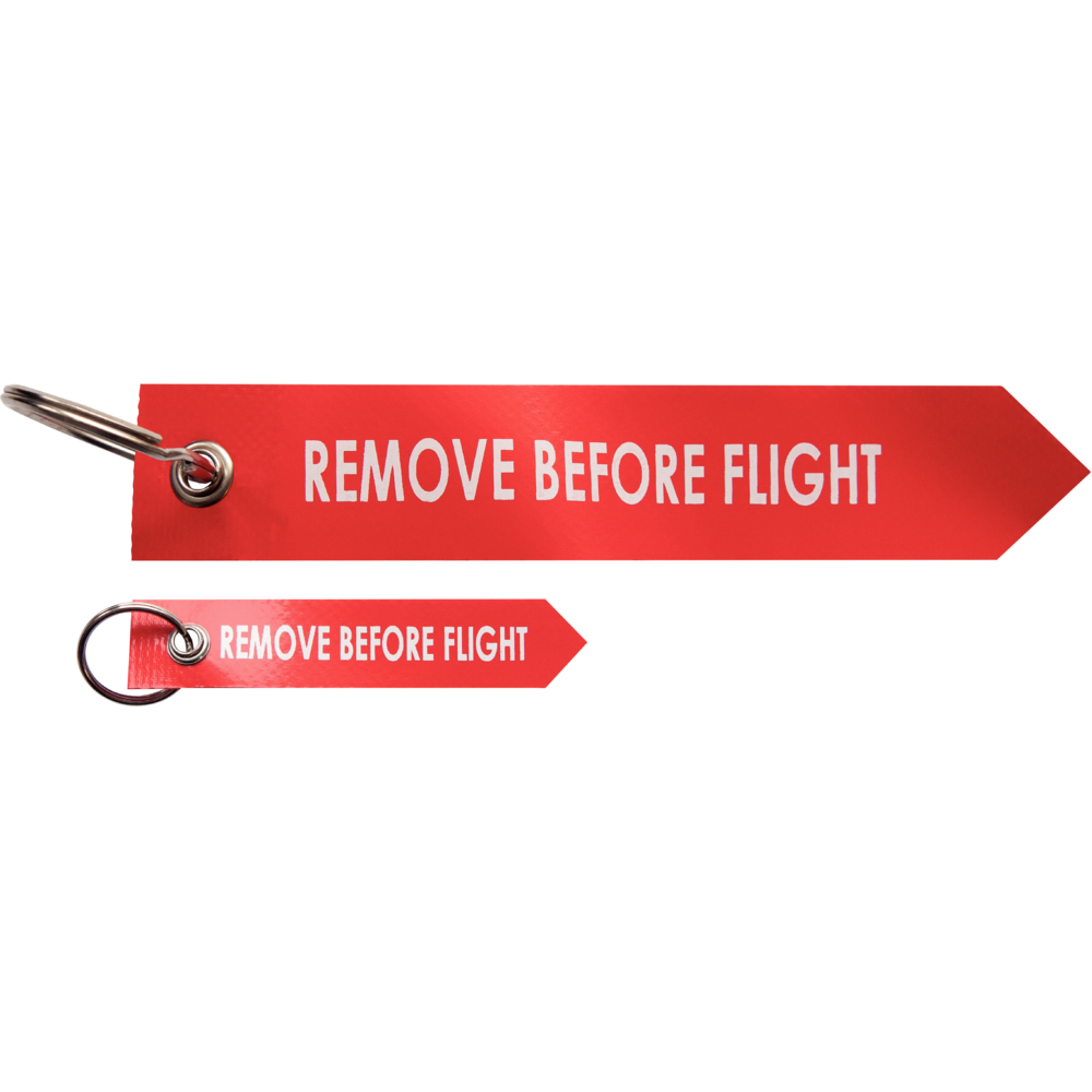 Warnfahnen, mit Schriftzug "Remove Before Flight"