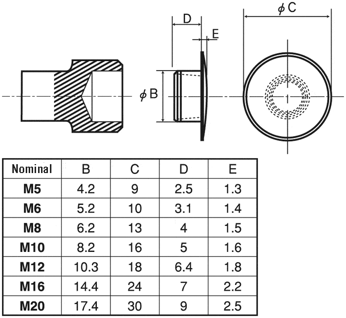 Abdeckkappen für Innensechskantschrauben M10 grau LDPE 10 Stück