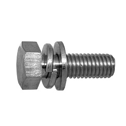 Kombischrauben mit Federring und Scheibe / HXNHNDI4 / Stahl, Edelstahl / Sechskant