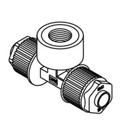 Fluorkunststoffarmaturen / Fluorpolymer-Rohrverschraubung, Serie LQ1, T-Stück mit Innengewinde, metrische Größe