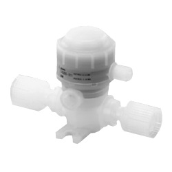 Ventil druckluftbetätigt / für chemische Flüssigkeiten Nichtmetallisches Äußeres, druckluftbetätigt, Einsteckhülsenfitting integriert, platzsparend LVQ40S-S13