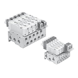 5-port solenoid valve SY3000 / 5000/7000 series base piping type manifold integrated base individual wiring type