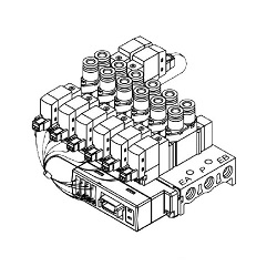 5-port solenoid valve SY3000 / 5000/7000 series EX510 compatible direct piping type manifold integrated base