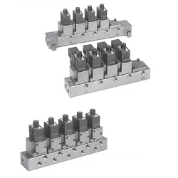 3-port solenoid valve Direct acting poppet type elastic body seal VT317 series manifold VV317-02-121-02