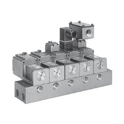 3-port solenoid valve Direct acting poppet type elastic body seal VT325 series manifold