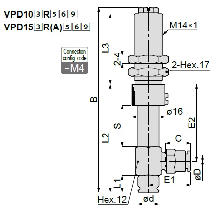 Standard-VPD-Steckverschraubung mit langem Hub und Abdeckung