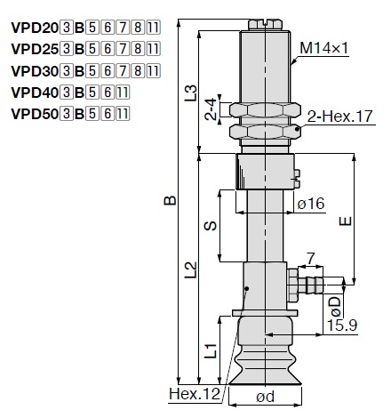 Langhubbalg Modell VPD Schlauchanschluss Bauform der Aufnahme mit Abdeckung