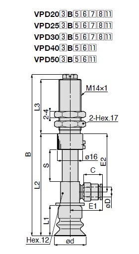 Langhubbalg Modell VPD Bauform der Aufnahme mit Abdeckung