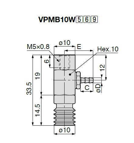 Vakuumsauger mehrstufiger Faltenbalg Bauform der Aufnahme Schlauchanschlussmodell