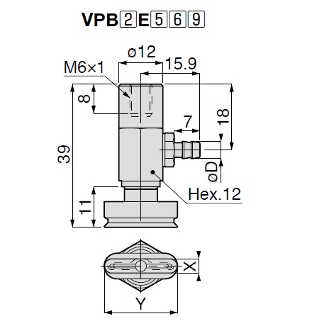 Saugnapf ovaler Bauform der Aufnahme VPB-Schlauchanschlussmodell