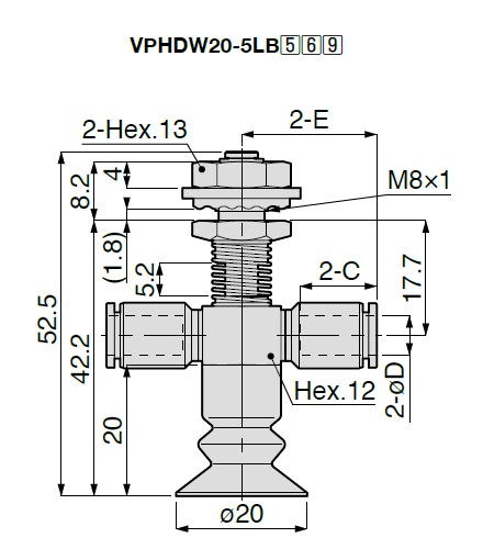 Saugnapf weicher Faltenbalg Modell VPHDW Eine -Touch Bauform der Aufnahme