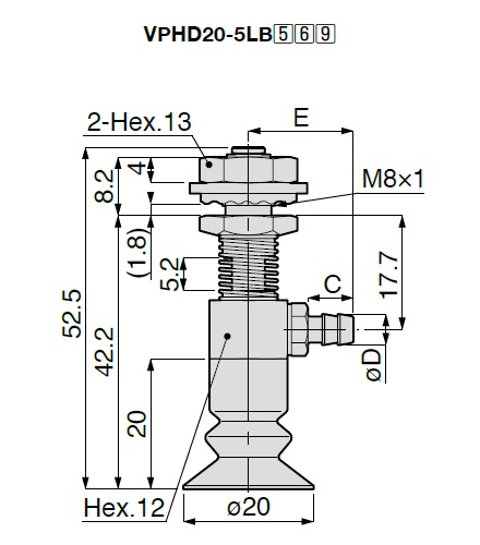 Saugnapf weicher Faltenbalg Modell Bauform der Aufnahme -Schlauchanschlussmodell