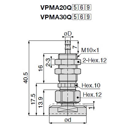 Saugnapf-Saugmarken-Verhinderung Bauform der Aufnahme VPMA-Schlauchanschlussmodell