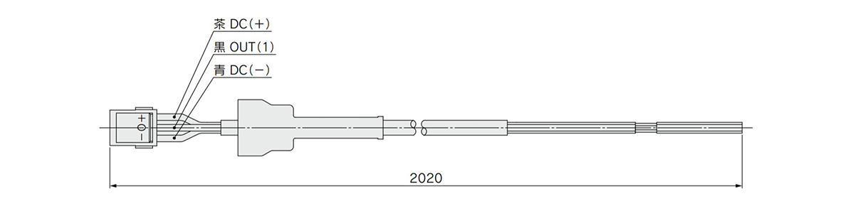 Option 1: Maßzeichnung des Leitungsdrahtes mit Stecker