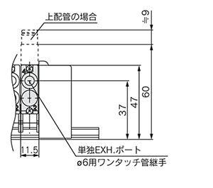 5-port solenoid valve SQ1000 / SQ2000 series manifold optional parts outline drawing 03