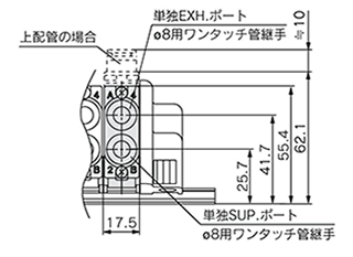 5-port solenoid valve SQ1000 / SQ2000 series manifold optional parts outline drawing 23