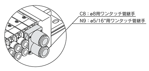 5-port solenoid valve SQ1000 / SQ2000 series manifold optional parts product specifications 12