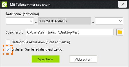 Dateispeicherungs-Bildschirm